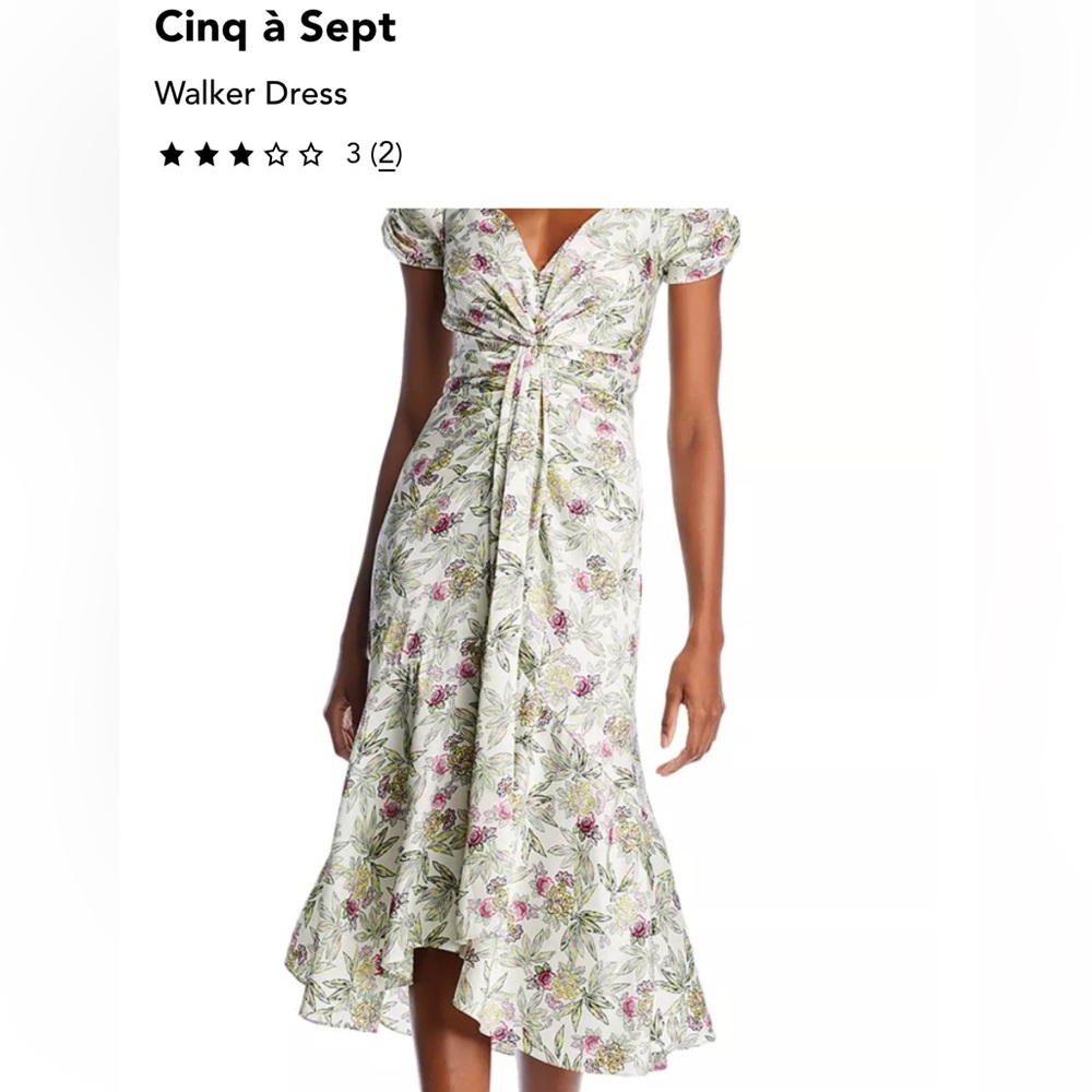 Cinq à Sept Floral High Low Dress - White and Pink